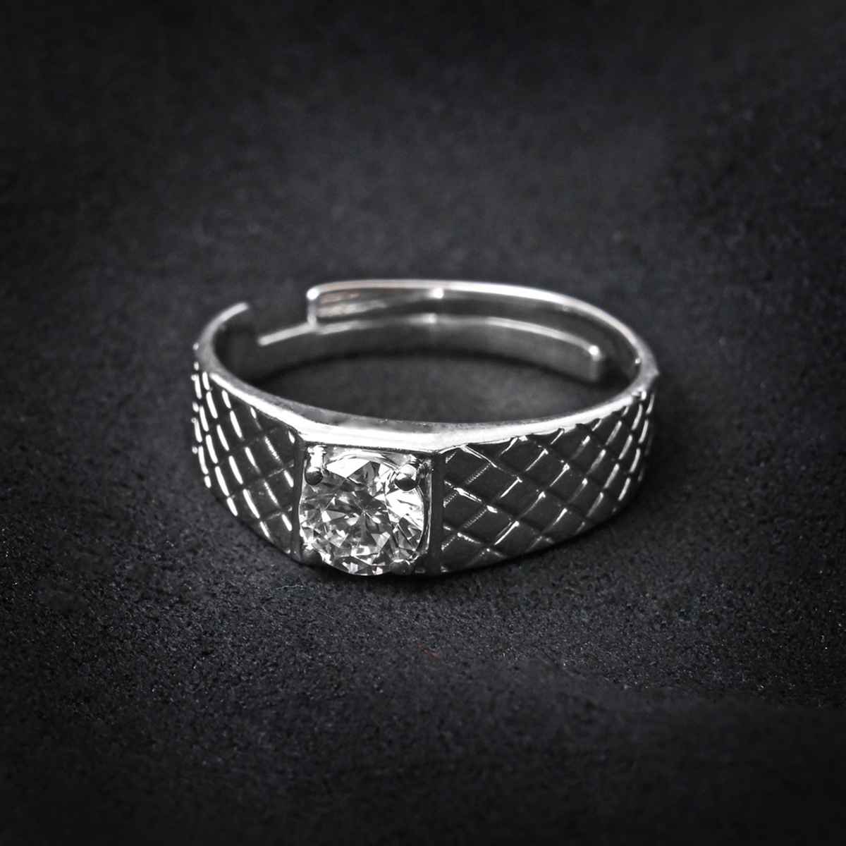 Clara Real 925 Sterling Silver Cross Band Ring | Size Adjustable, Rhodium Plated, Swiss Zirconia