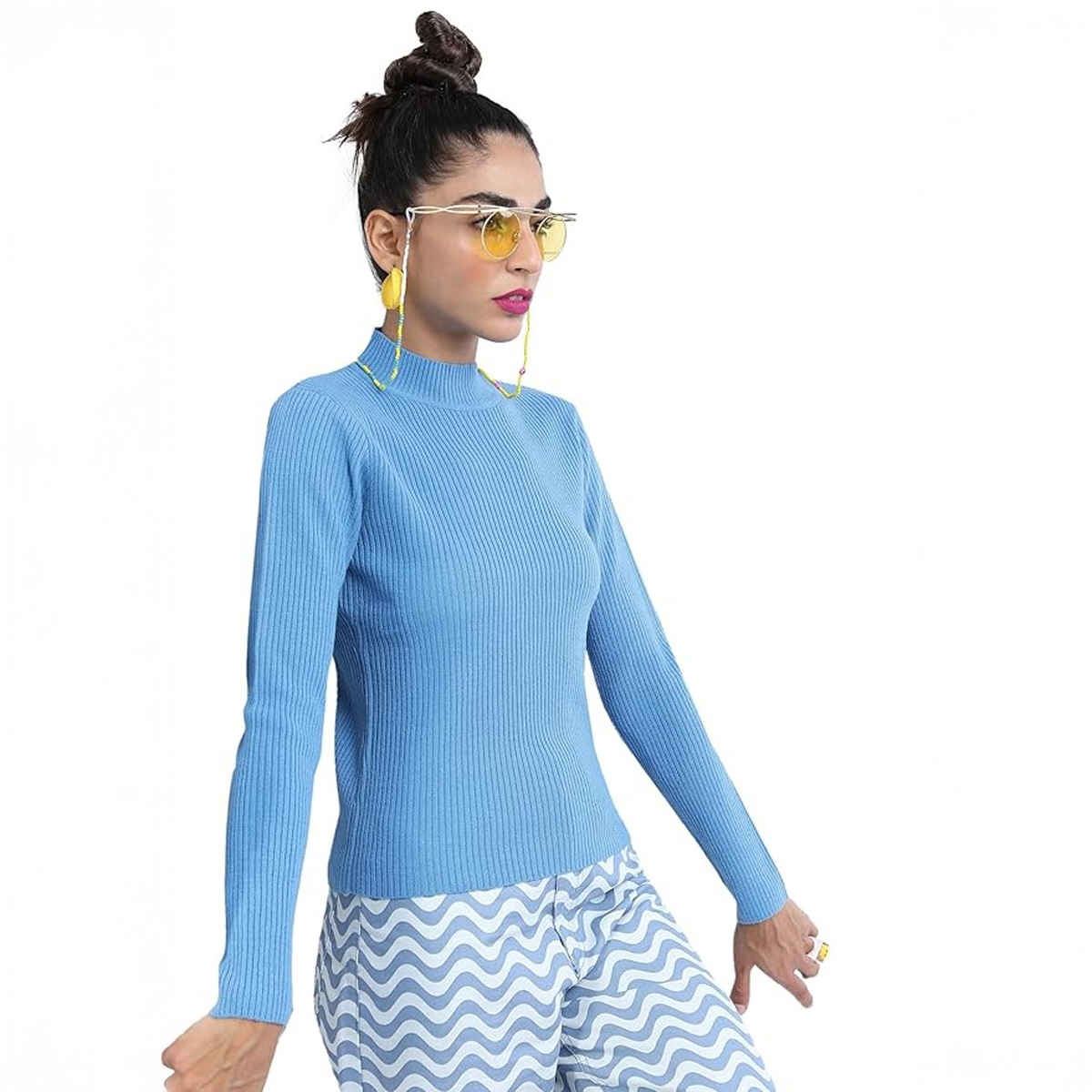 Ketch Women High Neck Pullover | Blue | M