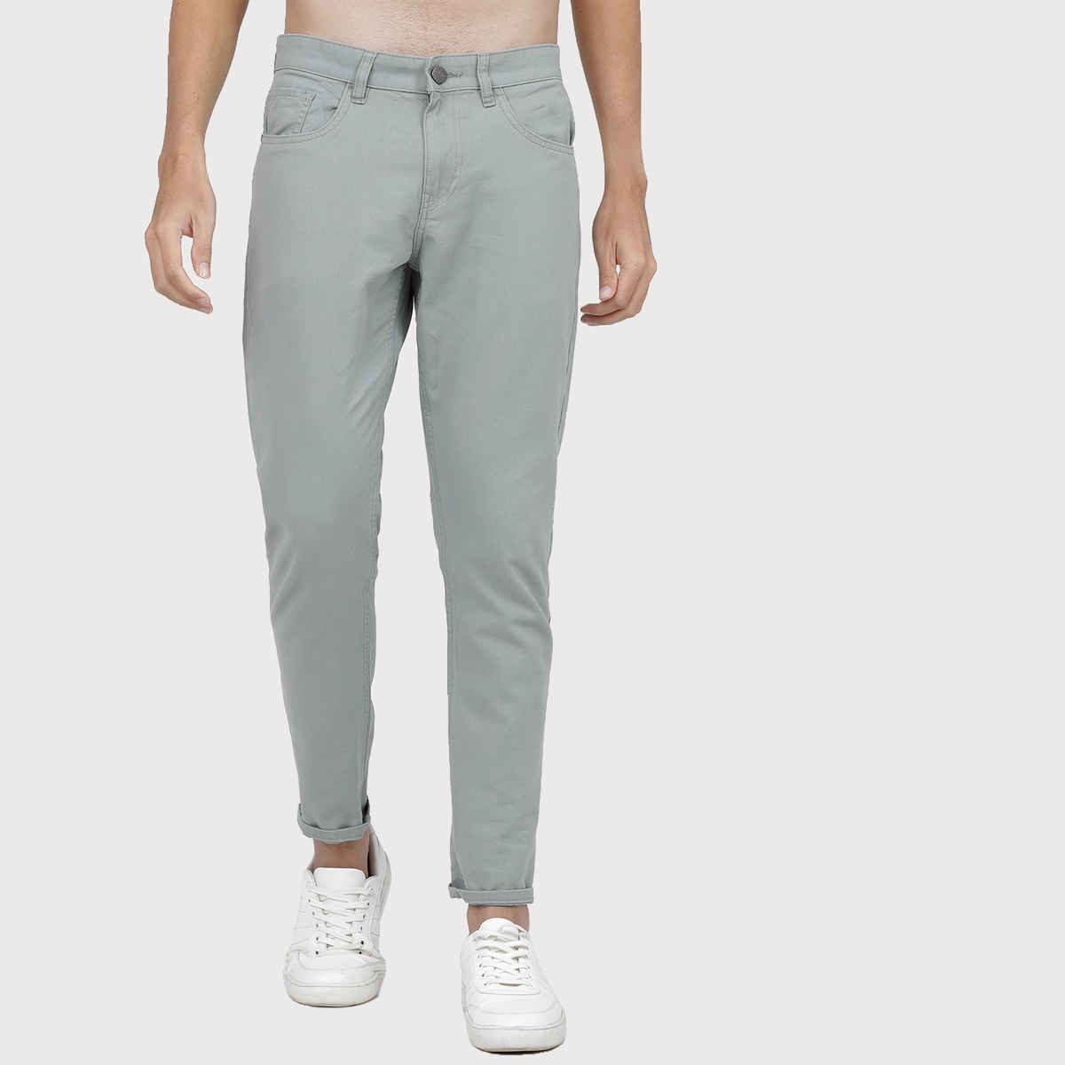 Ketch Men's Tapered Fit Cotton Chinos Trousers | Grey - 32