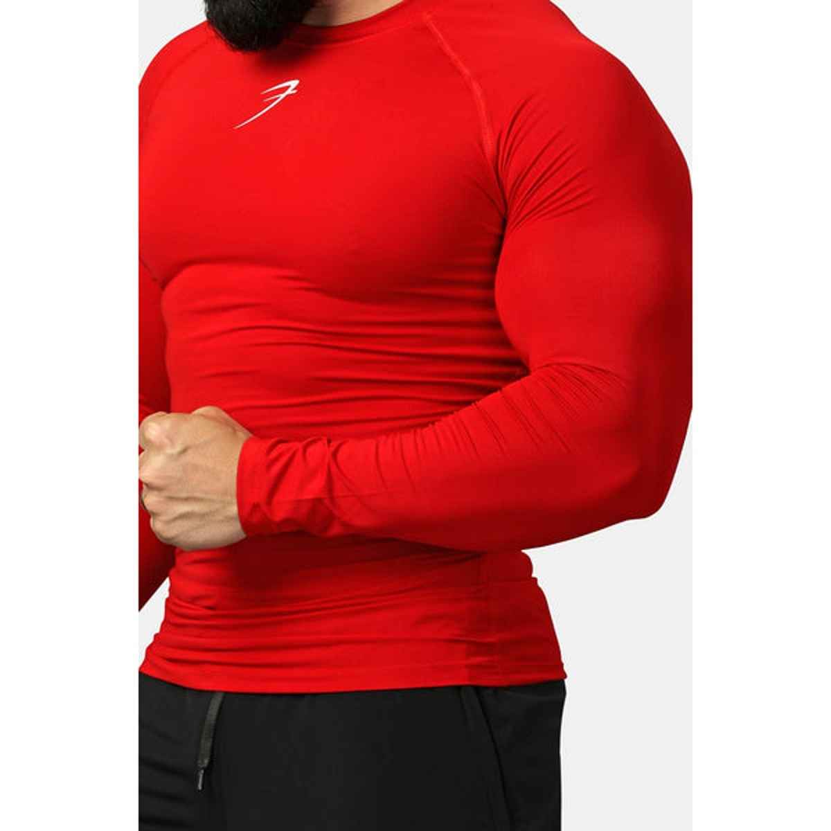Fuaark Men's Compression Full Sleeve GYM T-shirt | Red - L