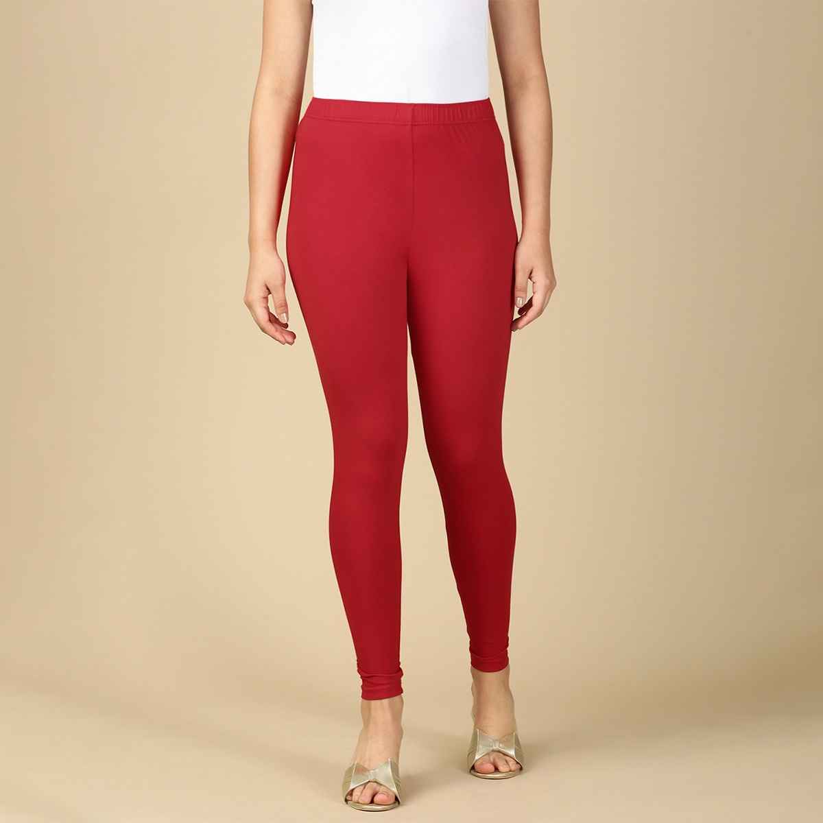 PYNK By Lux Cozi Flexi-Fit 360 Stretch Ankle Length Premium Cotton Leggings | Red|Free Size