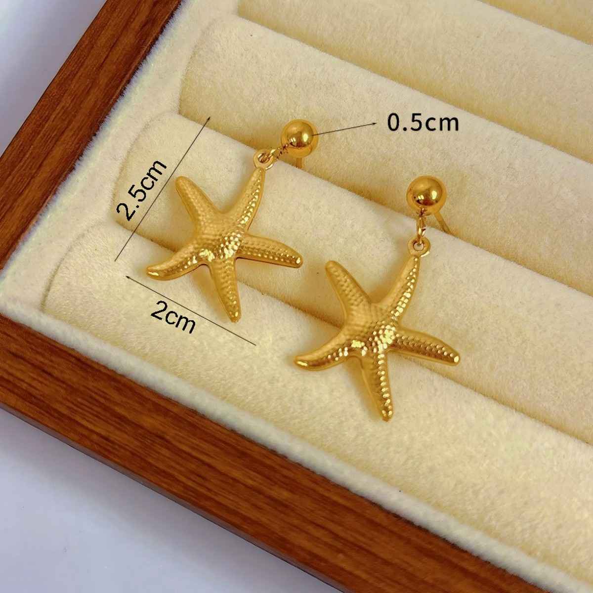 Label She Gold Plated Stainless Steel Star Themed Drop Earrings | LS-ERG-57102