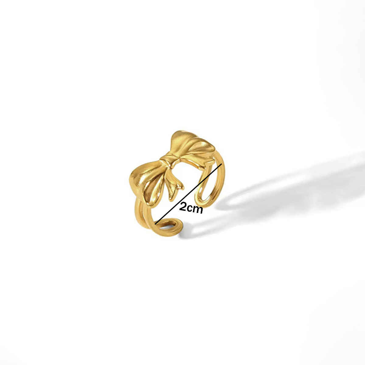 Label She Gold-Plated Stainless Steel Bow Themed Adjustable Ring | LS-RNG-72202