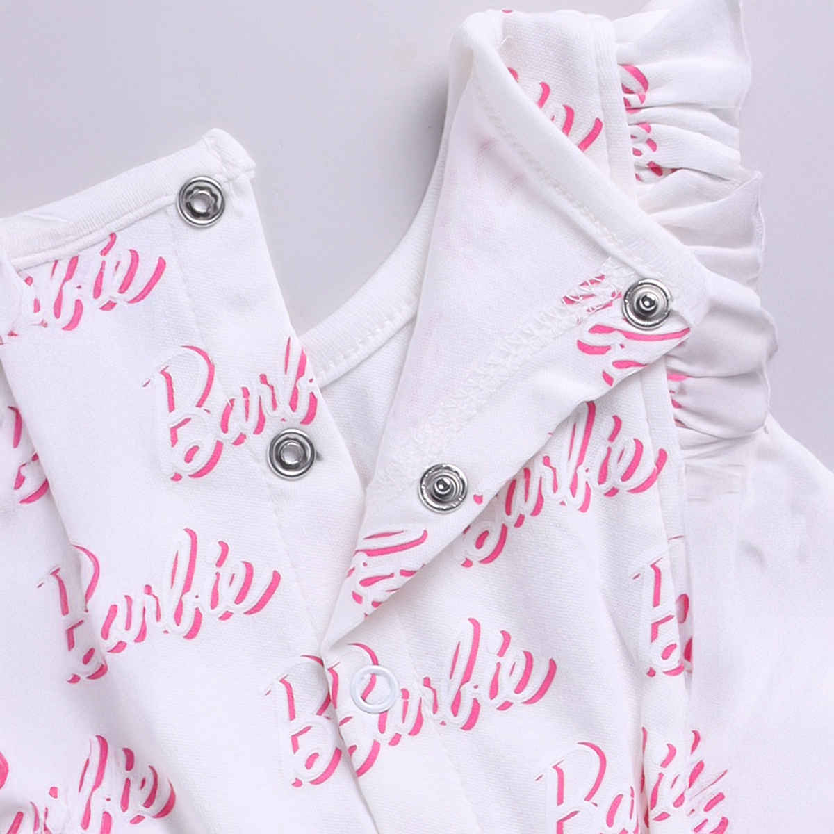 Mom's Love Girls' Printed Cotton Rompers | White | 12 - 18 months