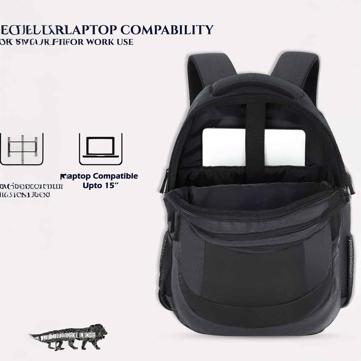 Lavie Sport Pinnacle 34L Laptop Backpack For Men & Women | College Bag For Boys & Girls (Black)