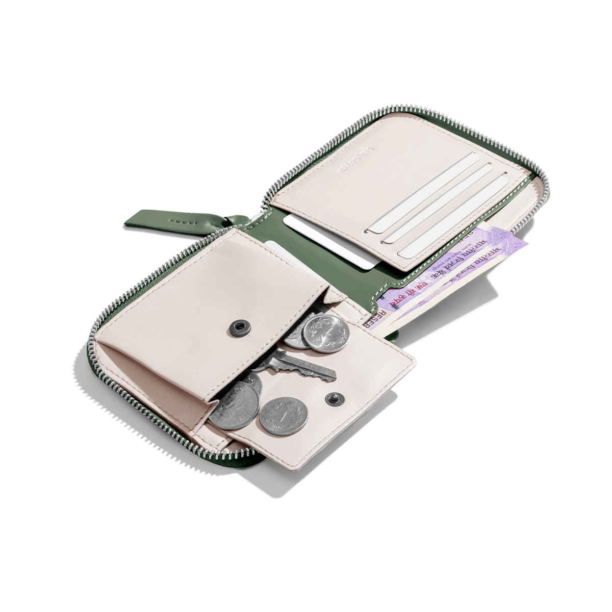 Daily Objects Sap Women's Zip Wallet | Made with Vegan Leather Material | Green