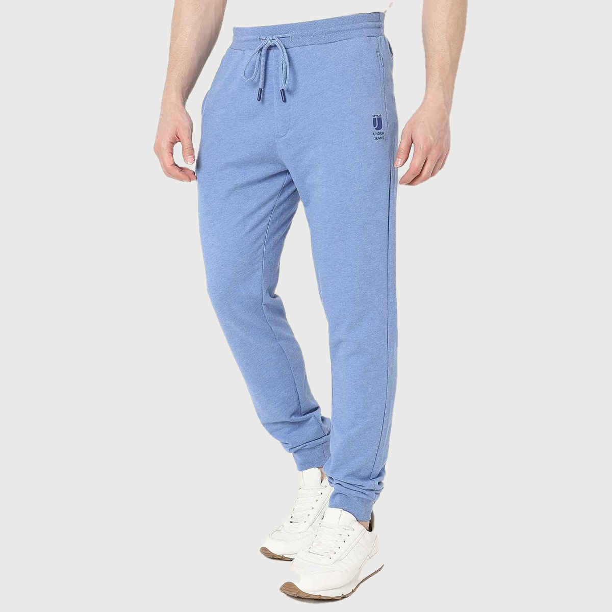 Underjeans by Spykar Men's Pure Cotton Pyjama | Blue Melange - S