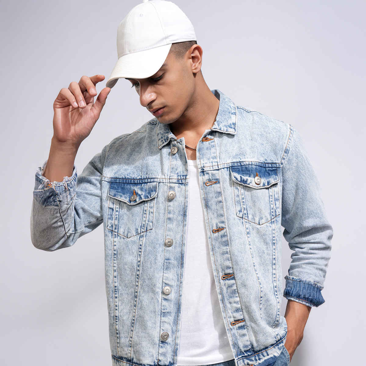 HIGHLANDER Men's Spread Collar Denim Jacket | Indigo - XL