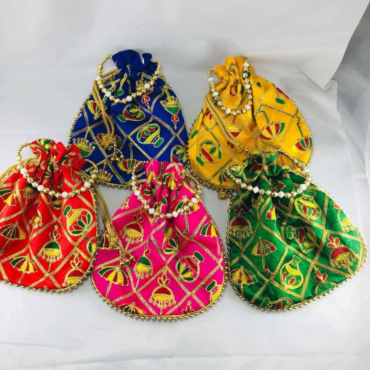 Gullak Women's Embroidered Silk Potli | Multicolour