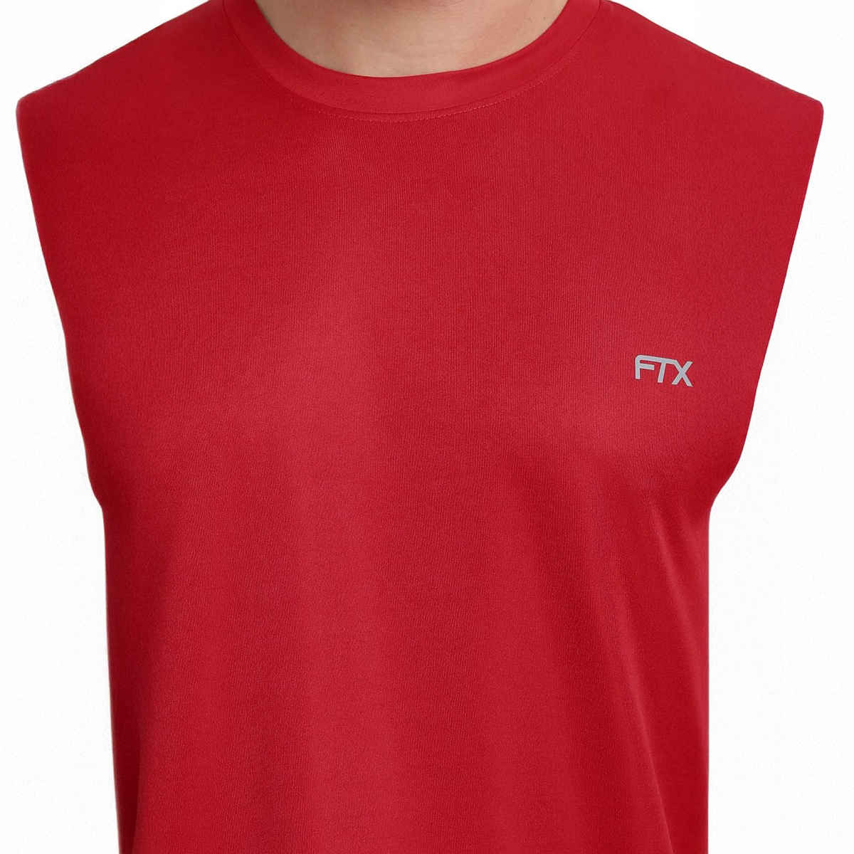 Ftx Men's Solid Round Neck Polyester Half Sleeve Casual T-shirt | Red | L