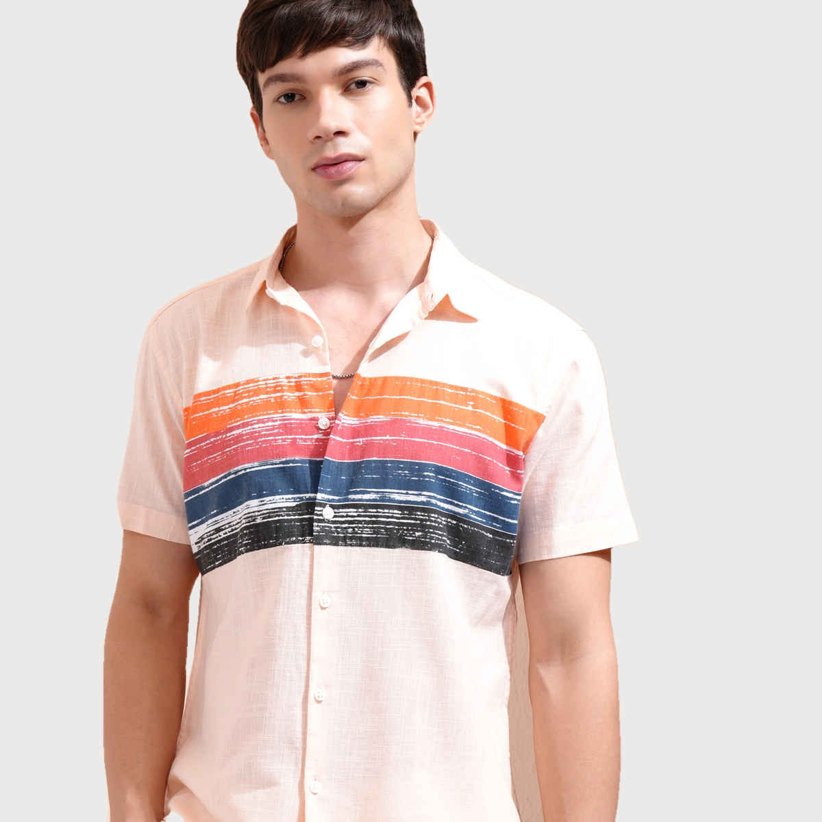 Ketch Men Printed Half Sleeve Slim Fit Shirt | Multicolor | XL