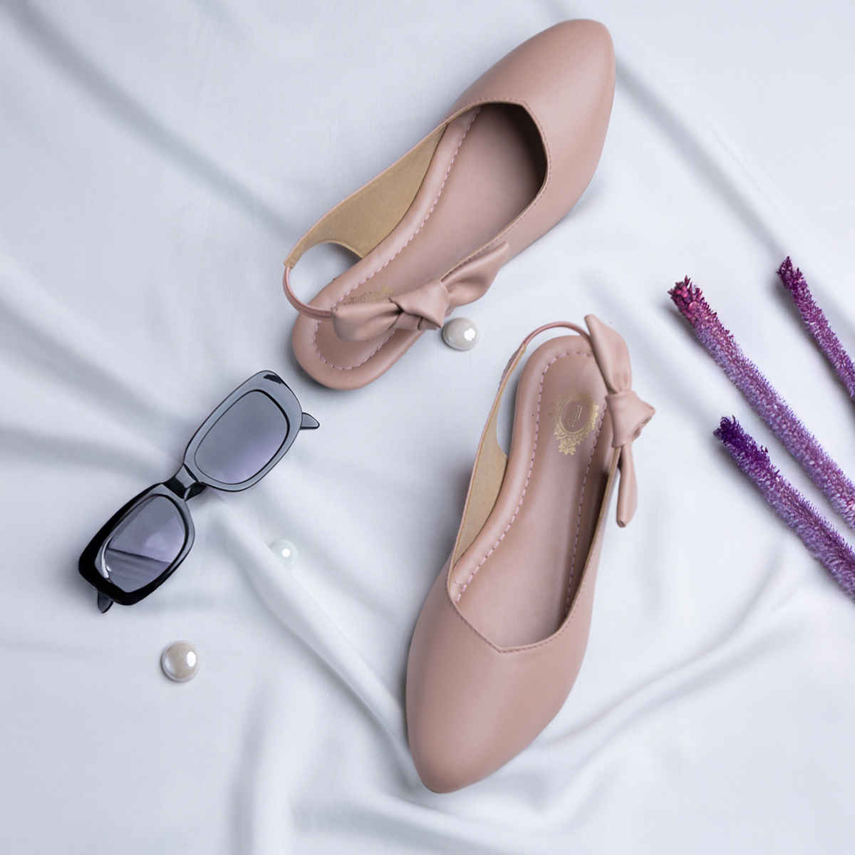 Shoetopia Casual Side Bow Detailed Pink Flat Belly For Women | UK 7