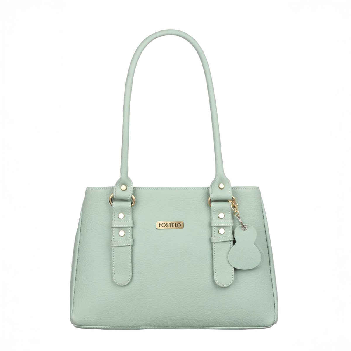 Fostelo Women's Vegan Leather River Side Handbag Shoulder Bag Ladies Purse | Pista Green - Large