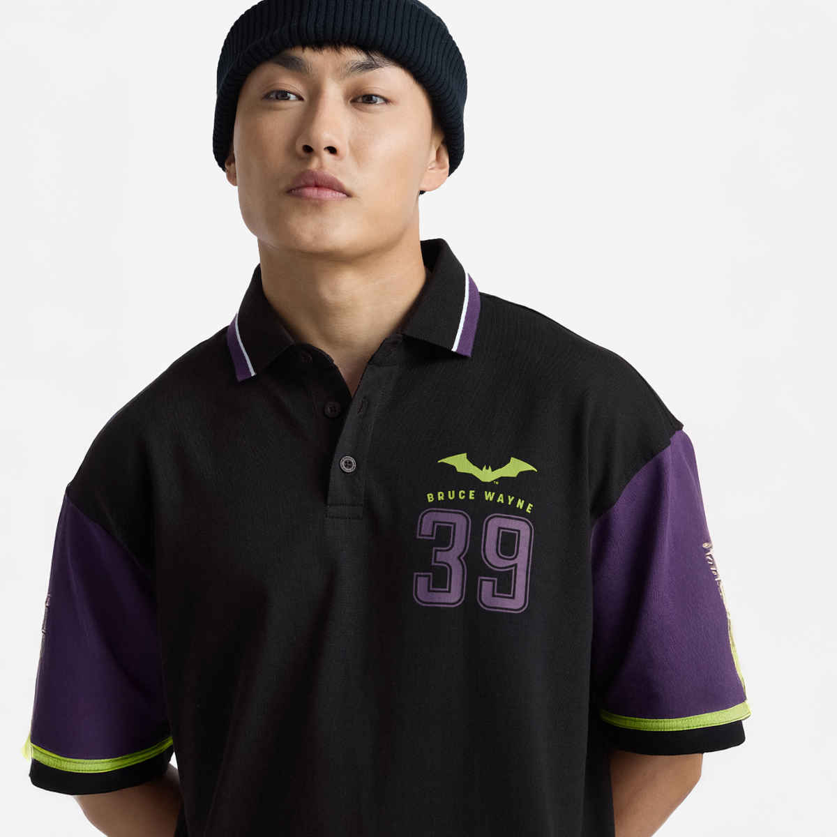 The Souled Store Men's Batman 39 Oversized Polo | Black - S