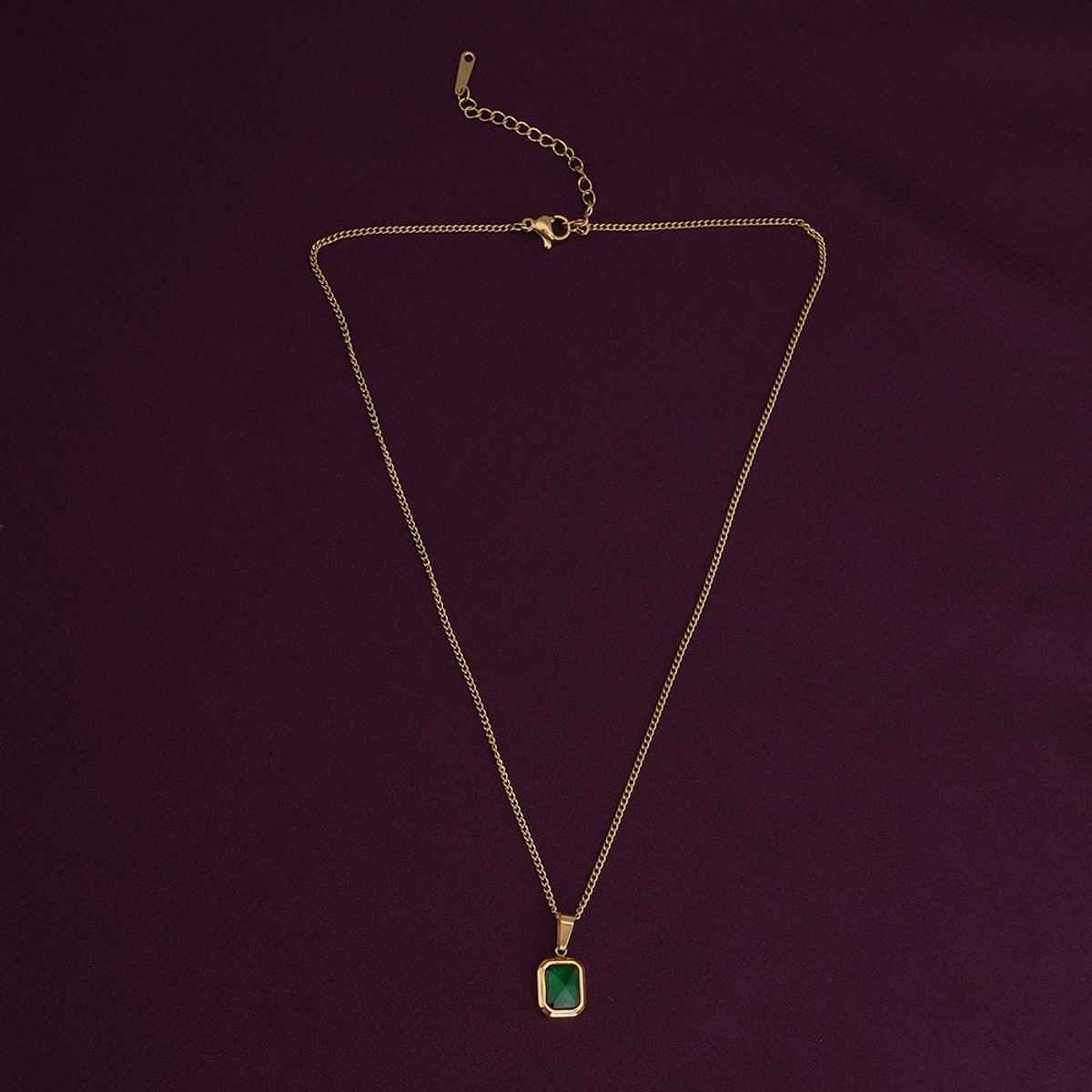 Palmonas Classic Emerald Necklace For Womens | Waterproof And Anti-Tarnish