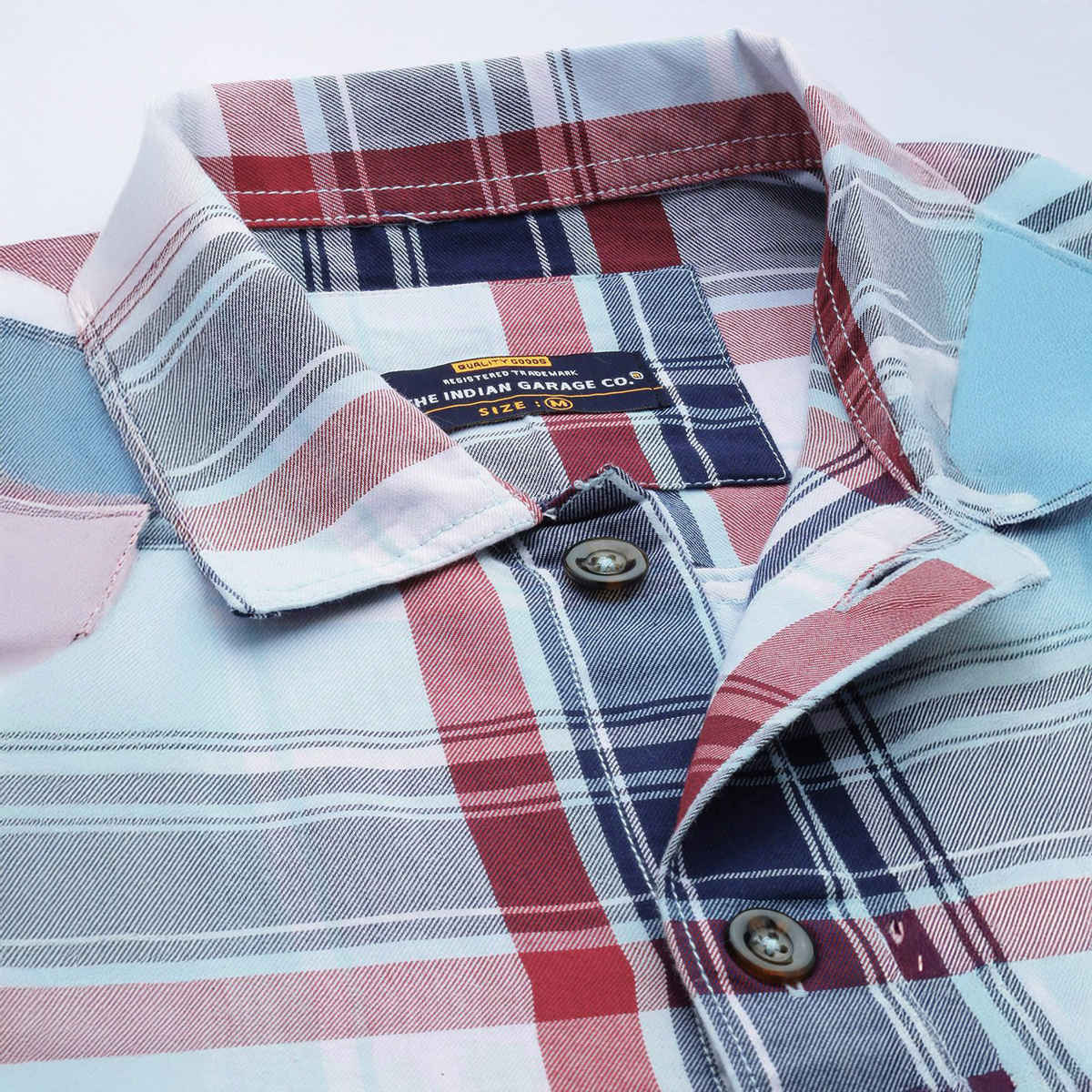 The Indian Garage Co Men's Regular Fit Checked Casual | Blue | 2XL