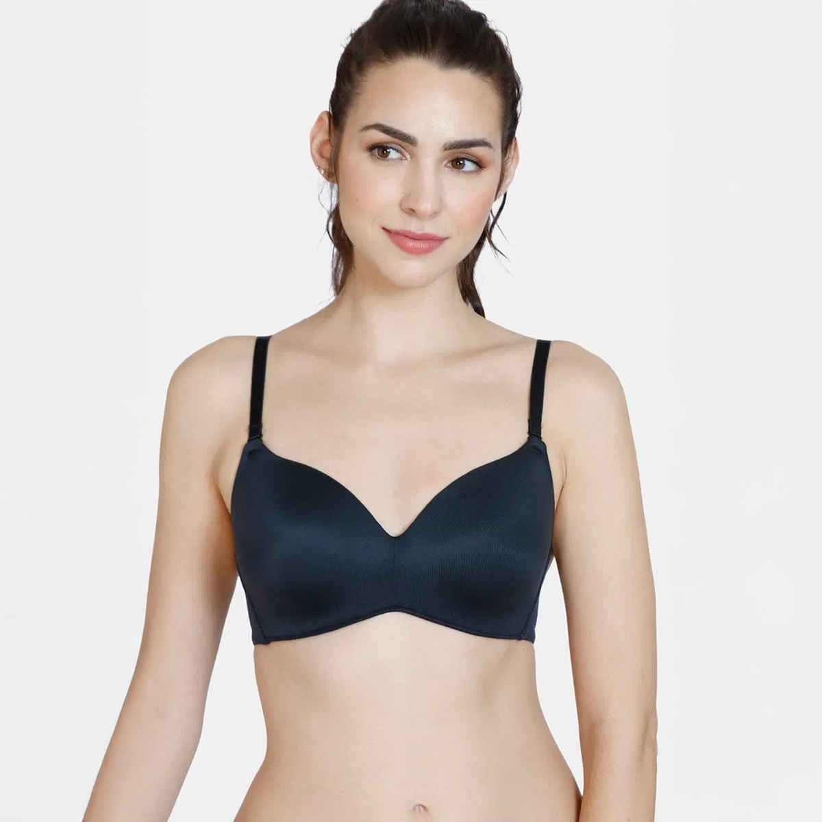 Zivame Women's At Work Padded Non Wired 3/4Th Coverage T-Shirt Bra | Black - 36D