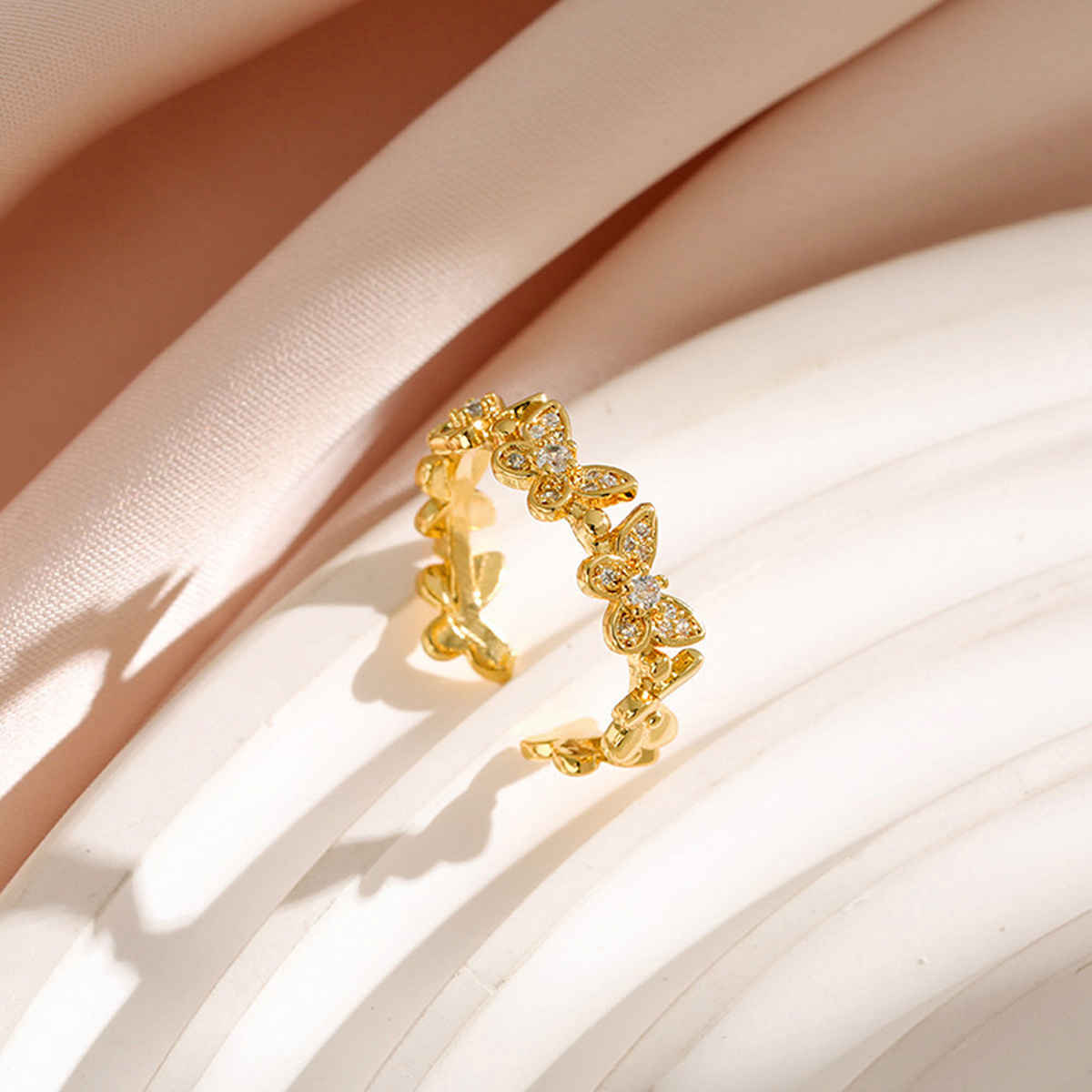 Label She Gold Plated Stainless Steel Butterfly Adjustable Ring | LS-RNG-72178