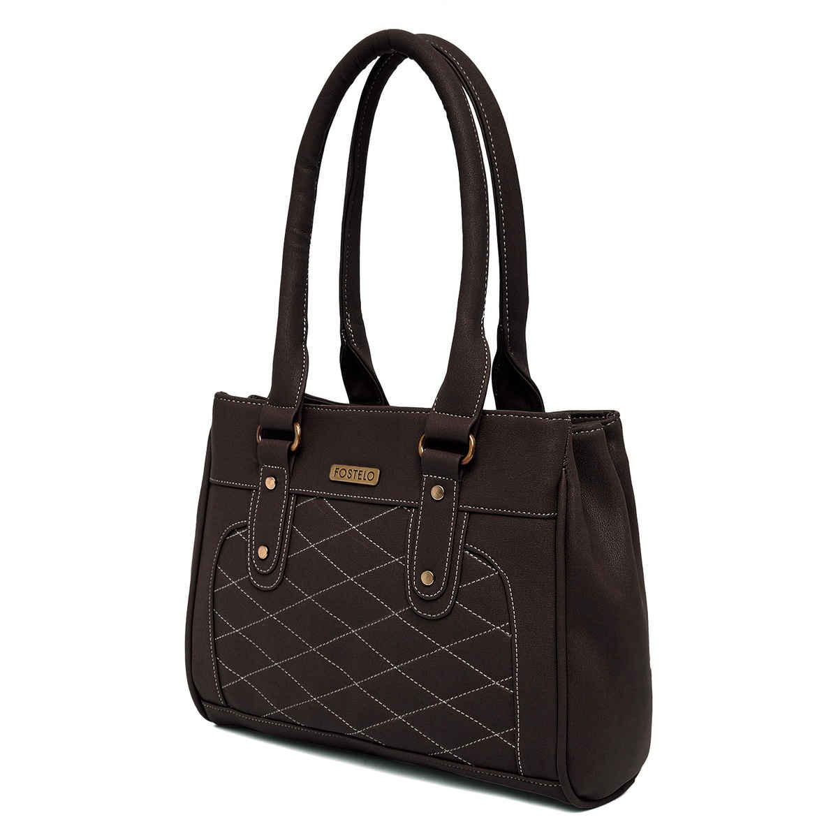 Fostelo Women's Vegan Leather Carina Handbags Shoulder Hobo Bag Ladies Purse | Brown | Large