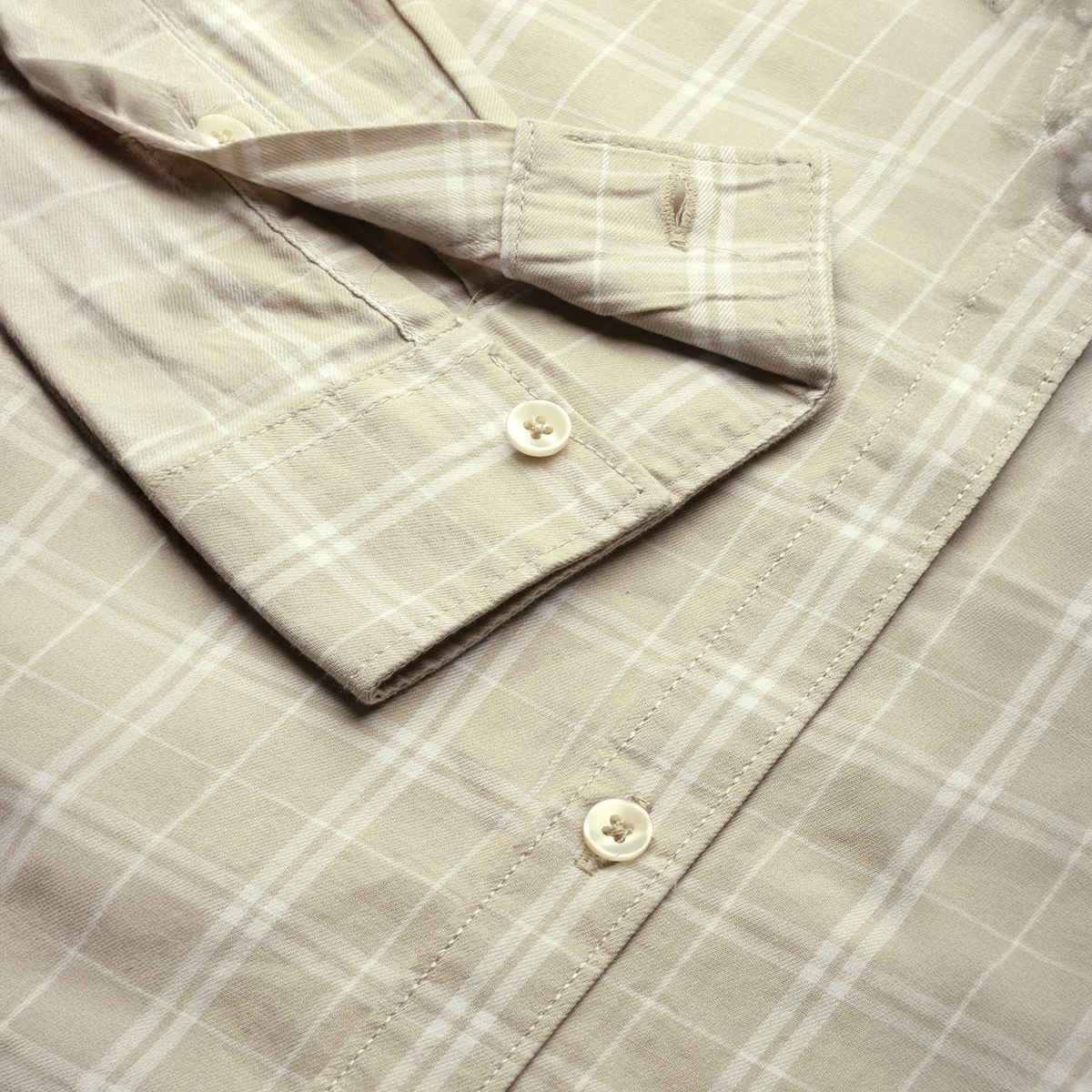 The Indian Garage Co Men's Slim Fit Checkered Casual Shirt | Beige - M