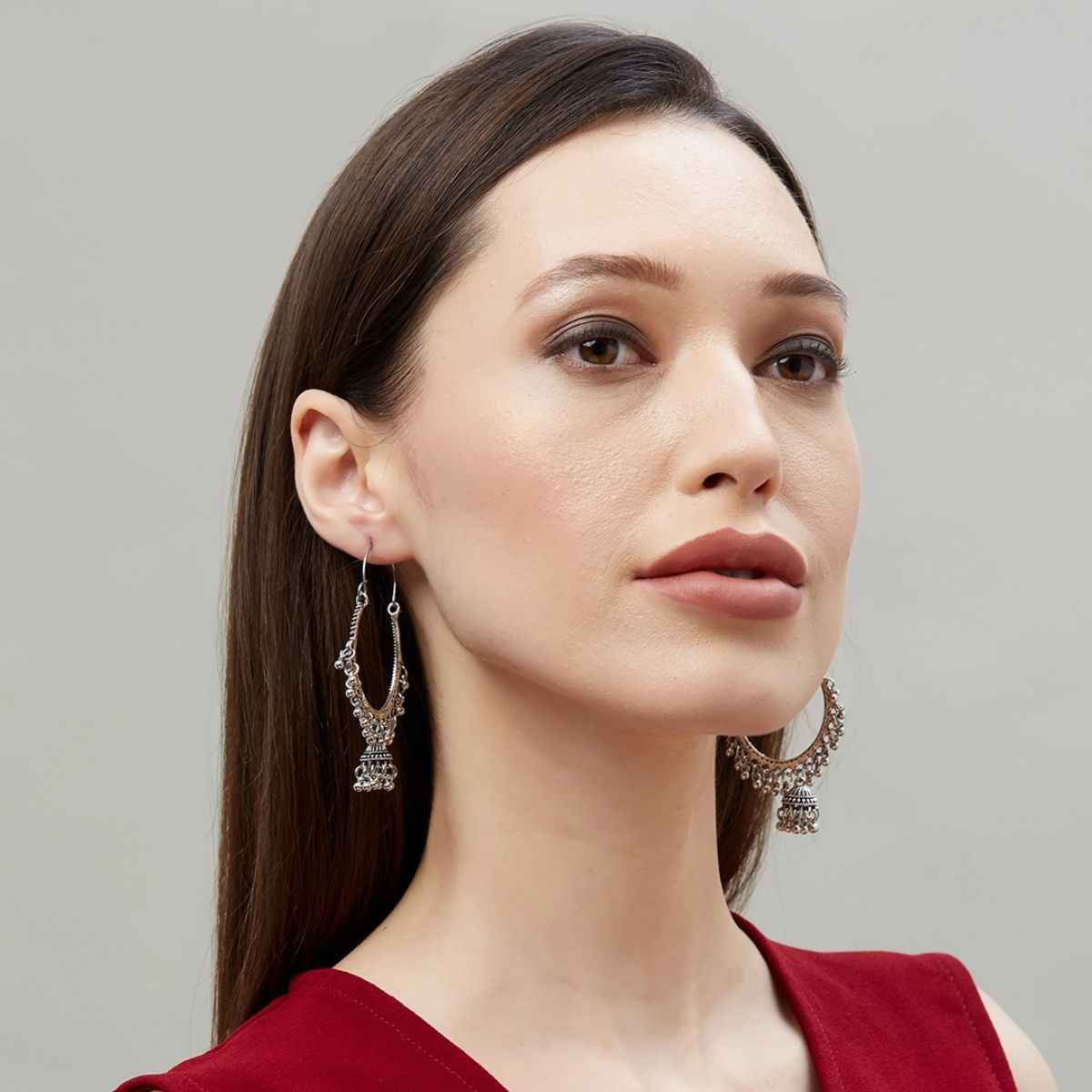 Fida Ghungroo Glam Oxidised Hoop Jhumkas