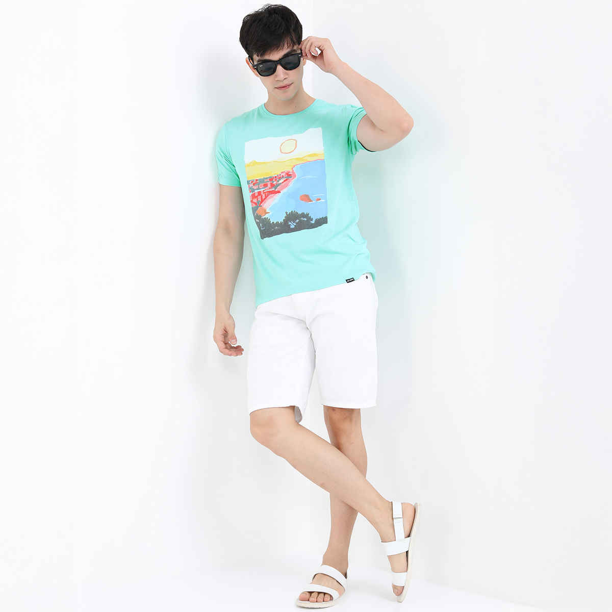 Highlander Men's Printed Round Neck Slim Fit T-shirt | Ocean Wave - S