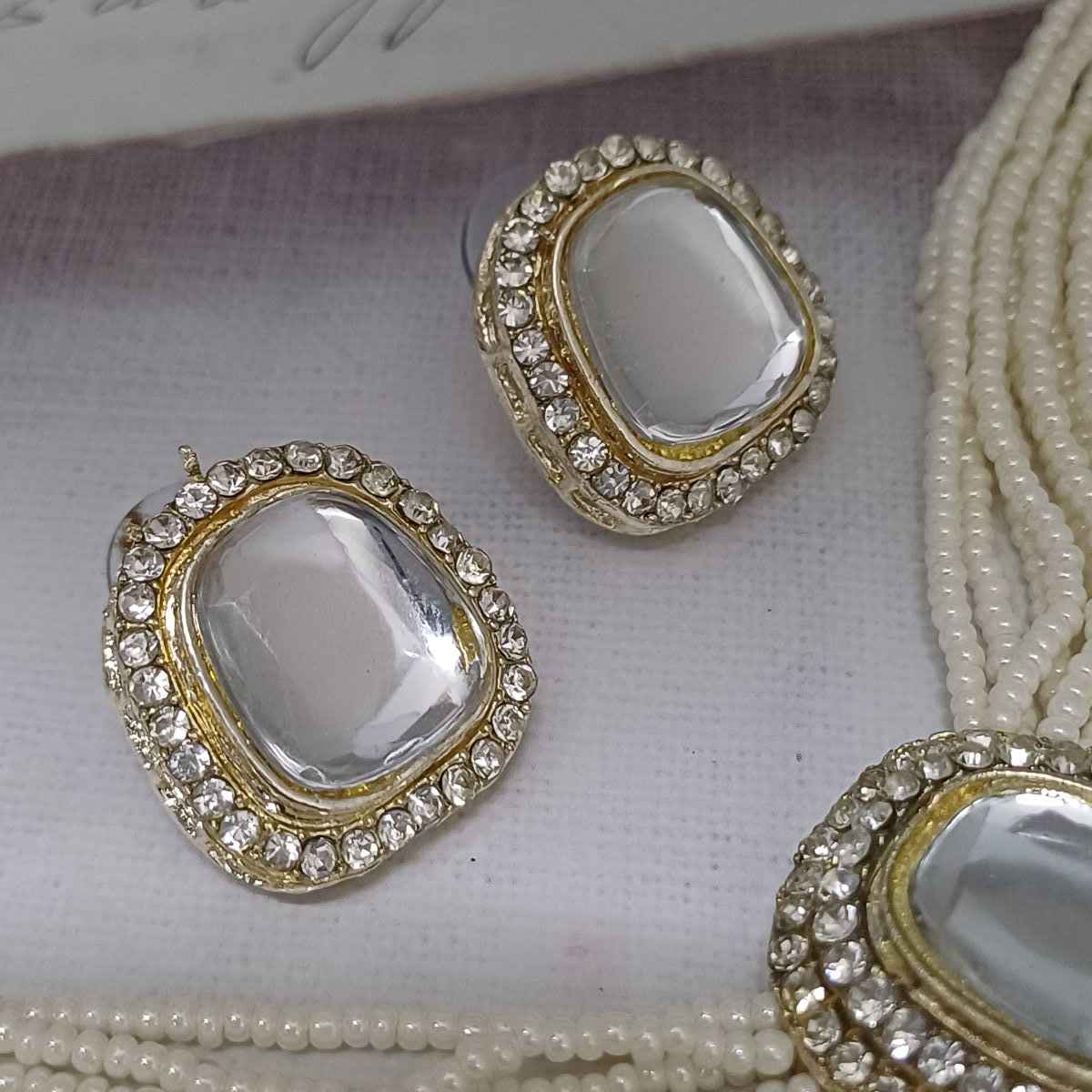 Pearl choker set (Necklace + Earring) - Assorted Design