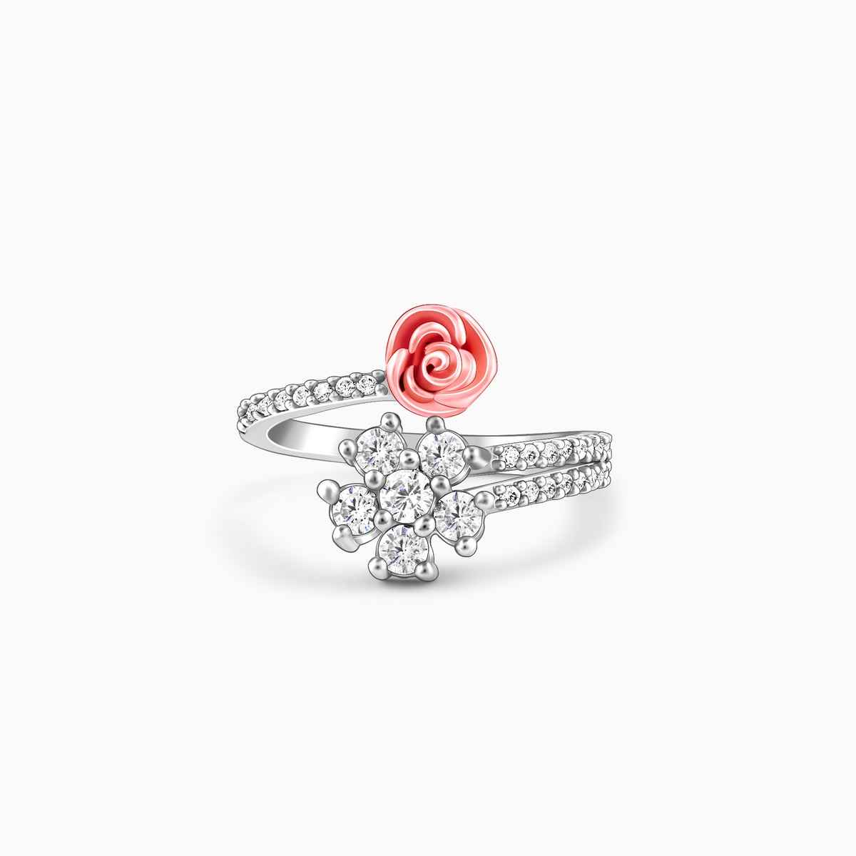 Giva Anushka Sharma Silver Studded Rose Ring