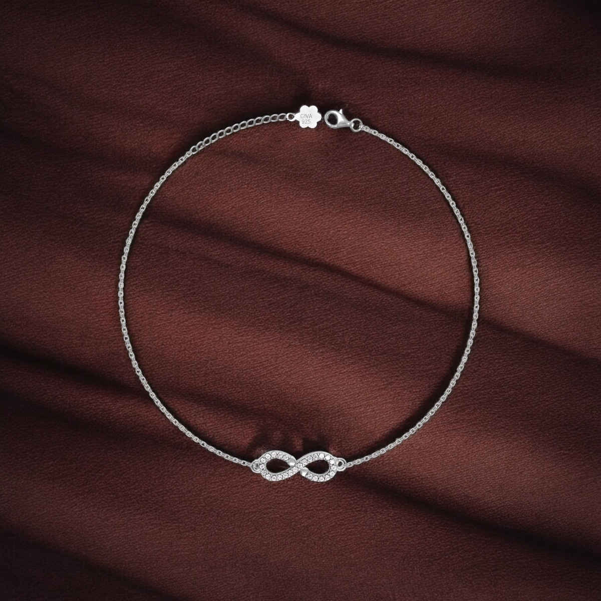 Giva Silver Infinity Zircon Anklet