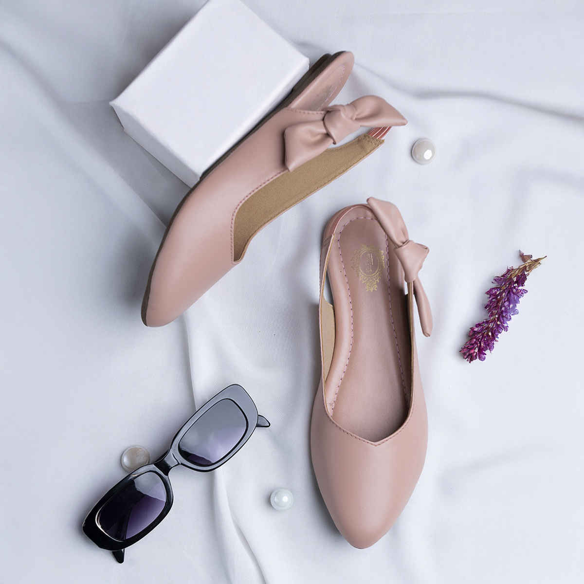 Shoetopia Casual Side Bow Detailed Pink Flat Belly For Women | UK 4