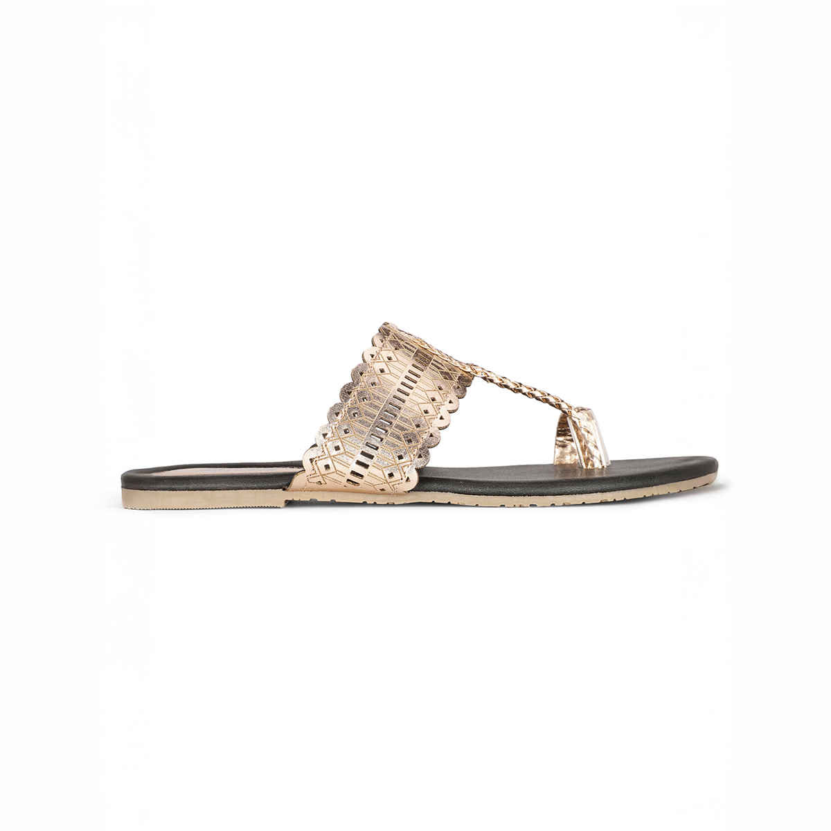 Bata Rose Gold Toe Ring Slippers For Women | UK 3