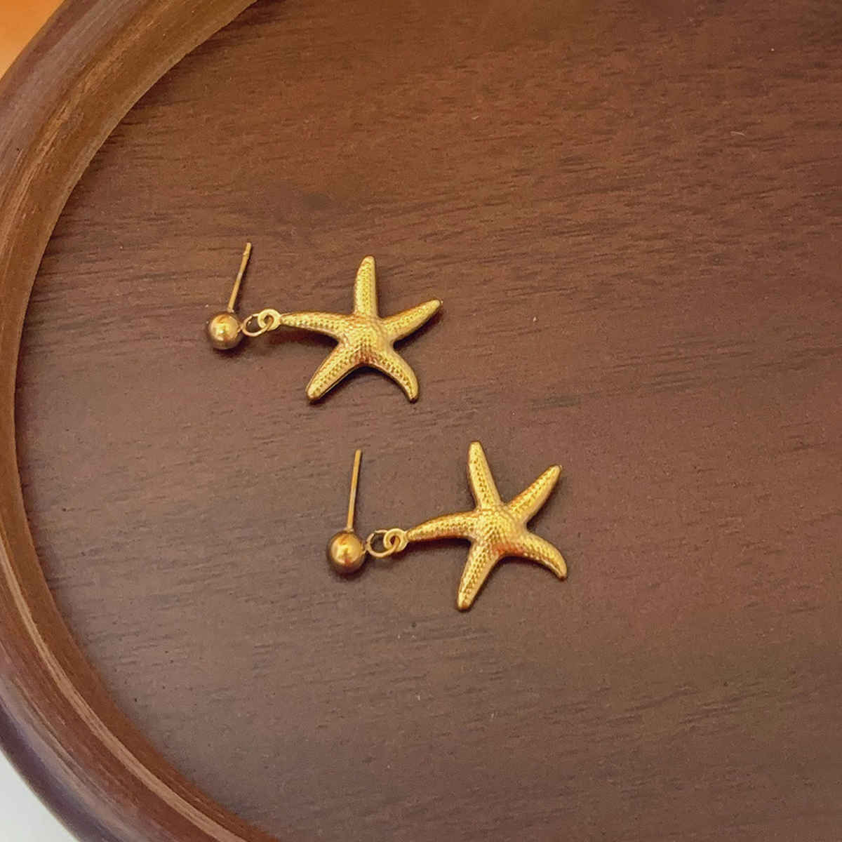 LabelShe Gold Plated Stainless Steel Star Themed Drop Earrings | LS-ERG-57102