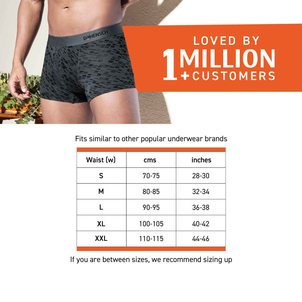 DaMENSCH Modal Men's Underwear Trunk | Pack of 2 | Silver, Grey - XL