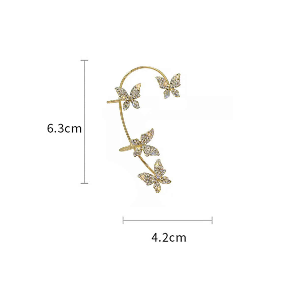 Jewels Galaxy Gold Plated Contemporary Butterfly Ear Cuffs Earrings (1 Pack 2 Ear Cuffs)