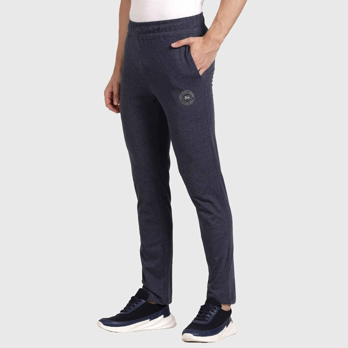 Pepe Jeans Mens Blue Melange Regular Trackpant - Pack of 1(L) Comfort Fit, Soft Fabric, Breathable
