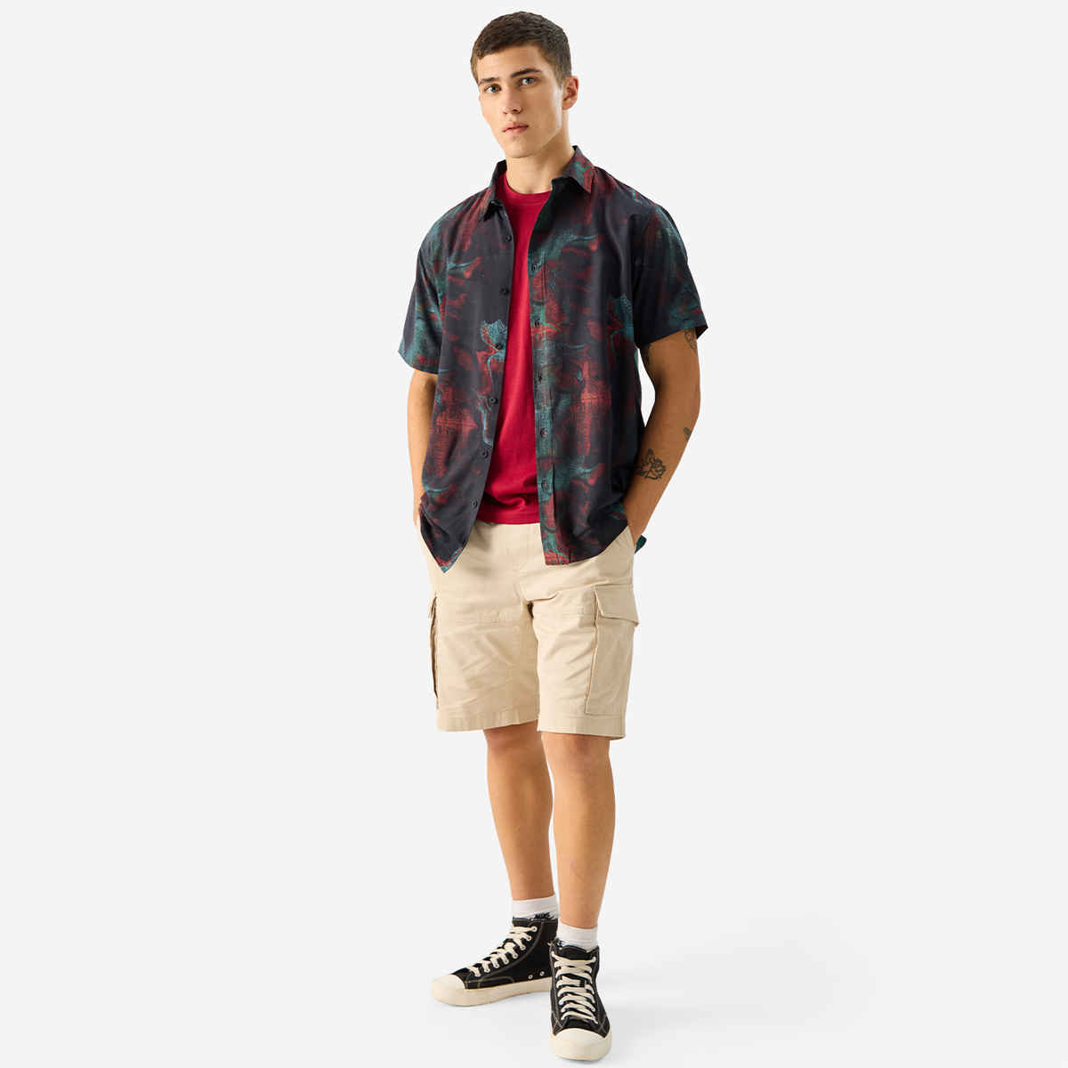 The Souled Store Men's Regular Rebel Moon - Kora Holiday Shirts | Black | S