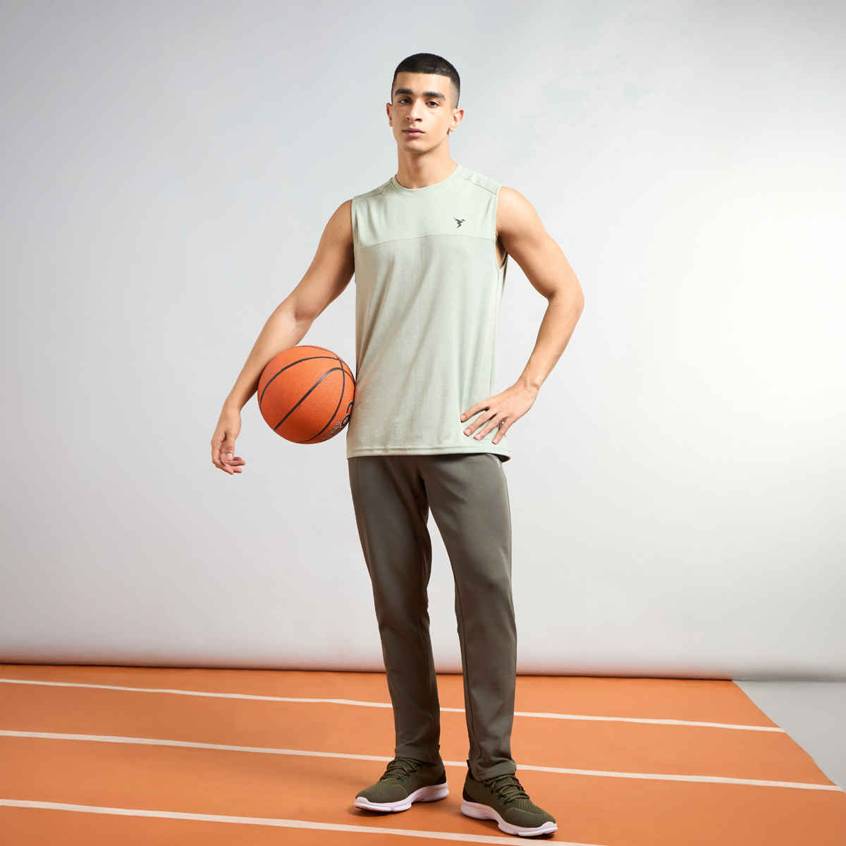 Technosport Men's Solid Slim Fit Sports Running Active Gym Trackpants | ELASTO PLUS | Beetle - M