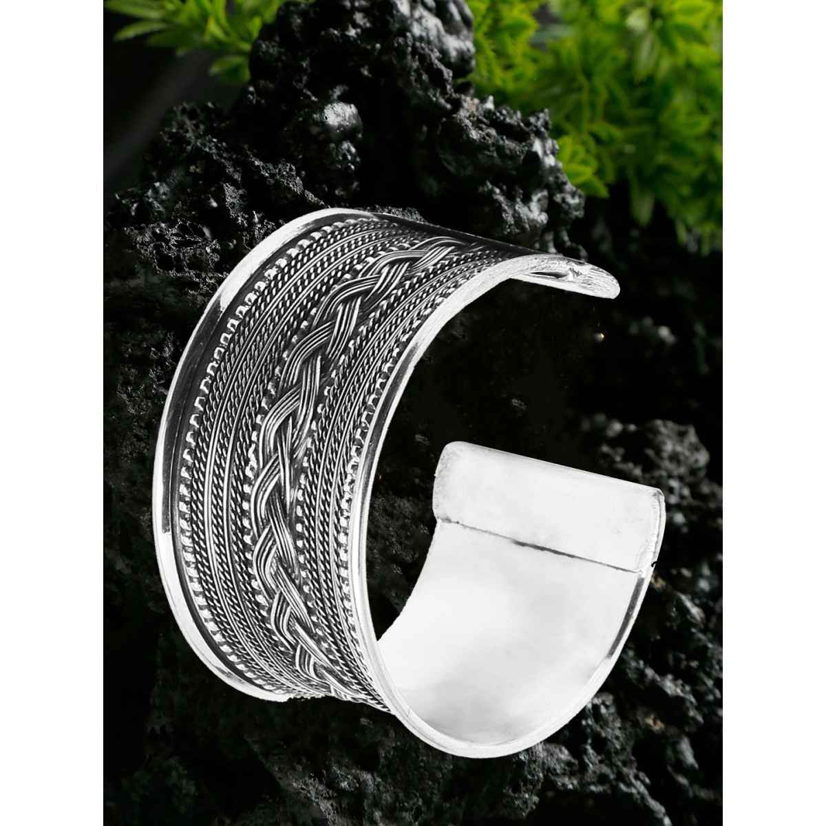 Youbella Jewellery Celebrity Inspired Silver Plated Cuff Bracelet For Girls And Women(Ybbn - 91941)