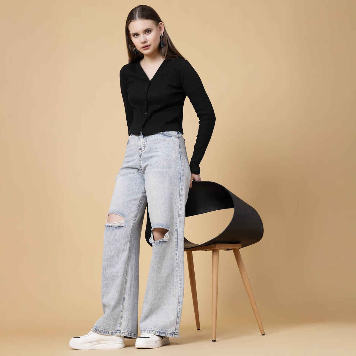 Rigo Women Rib Crop Top | Black - S