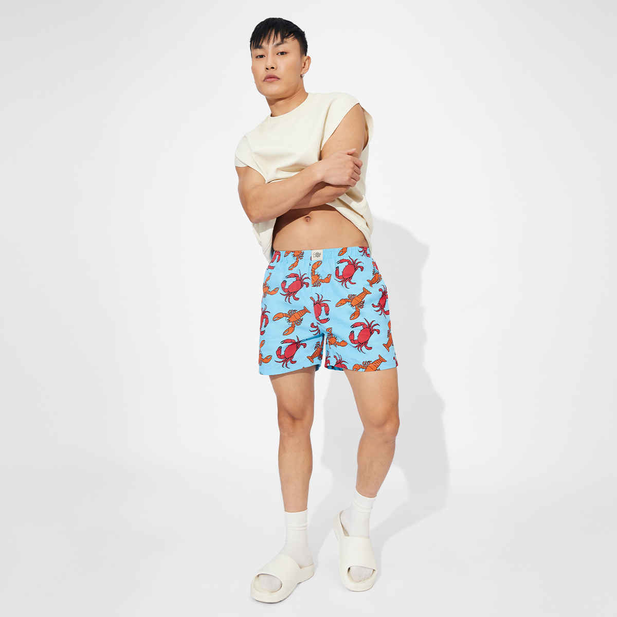 The Souled Store TSS Originals Get Crabby Men's Boxer Shorts | Blue - XL