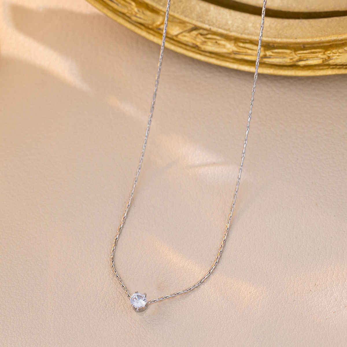 LabelShe Silver Plated Stainless Steel CZ Studded Pendant Necklace | LS-PS-26450
