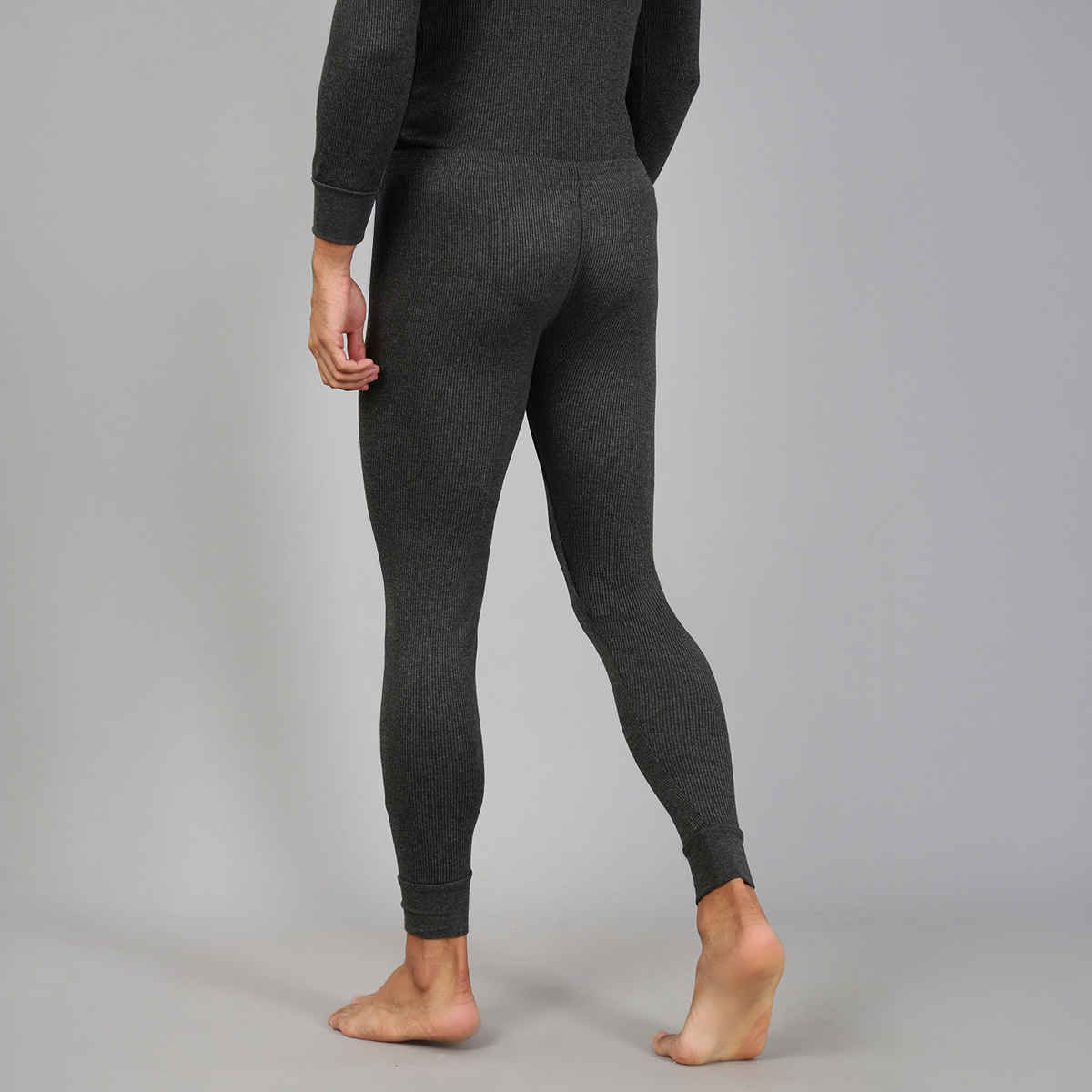 Lux Cozi Men's Heatek Thermal Comfort, Stretchable & Super Warm Trouser | Black Melange-80