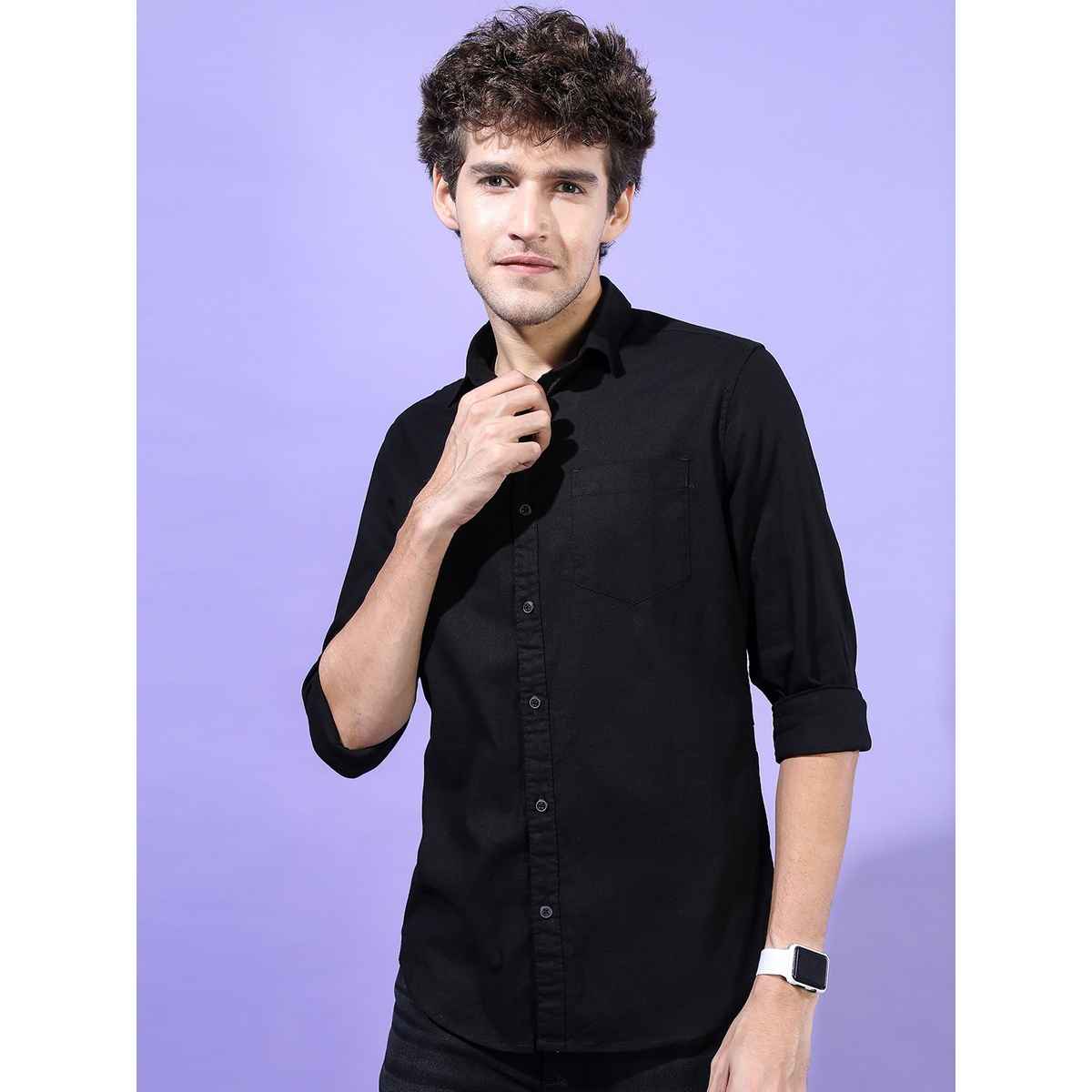 Ketch Men Solid Slim Fit Casual Shirt | Black - S