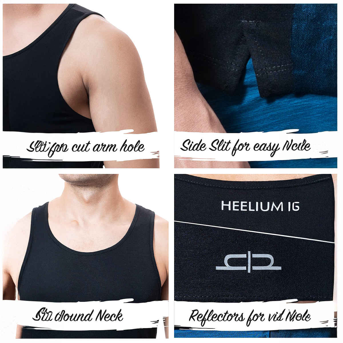 Heelium Bamboo Vest for Men | Super Soft-Odour Free & Comfort Fit | Pack of 1 - Black | L