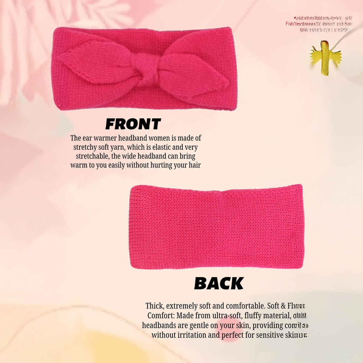 Fabseasons Unisex Solid Acrylic Wool Headband | Peach | 2 - 10 years