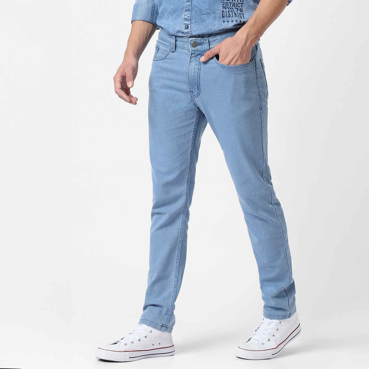 Urbano Fashion Men's Denim Jeans Slim Fit Stretchable | Ice Blue | 36