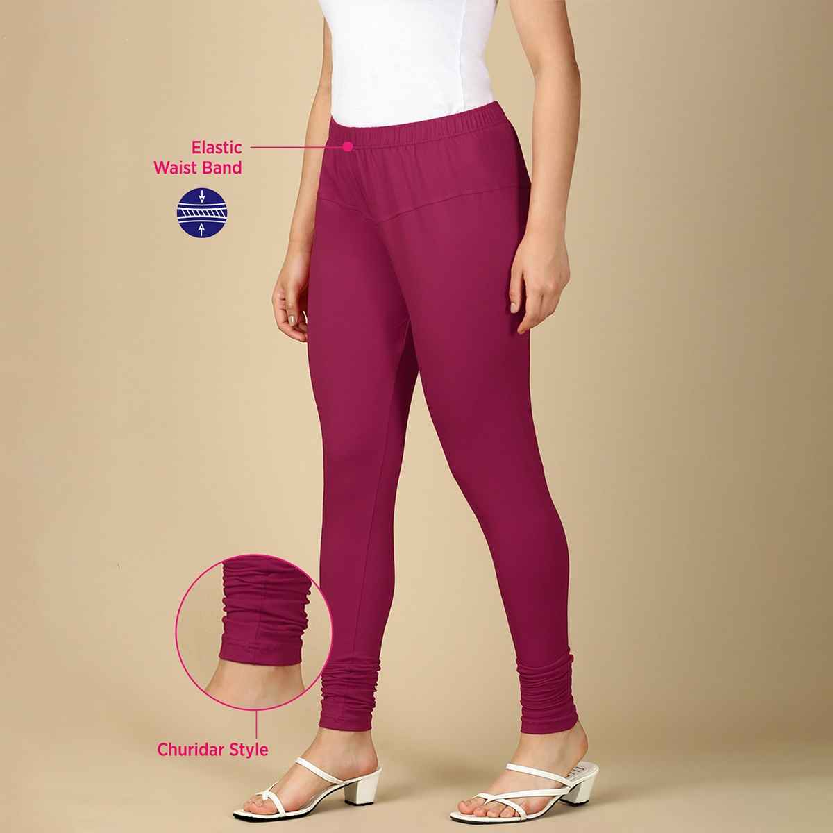 PYNK By Lux Cozi Women Ultra Soft 360 Stretch Premium Cotton Churidar Leggings | Falsa | Free Size