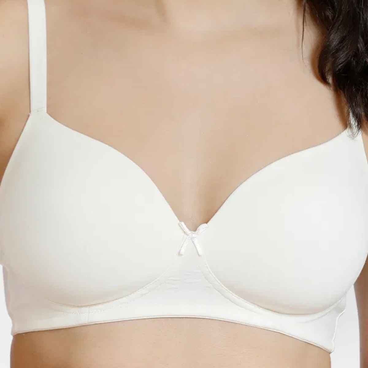Zivame Women's Padded Non Wired 3/4th Coverage T-Shirt Bra | White - 32C