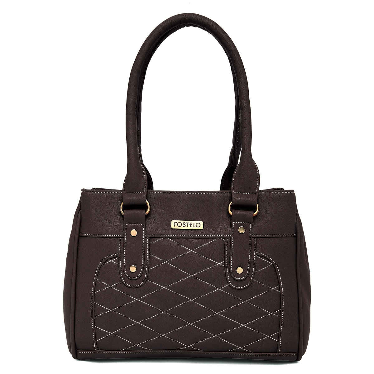 Fostelo Women's Vegan Leather Carina Handbags Shoulder Hobo Bag Ladies Purse | Brown | Large