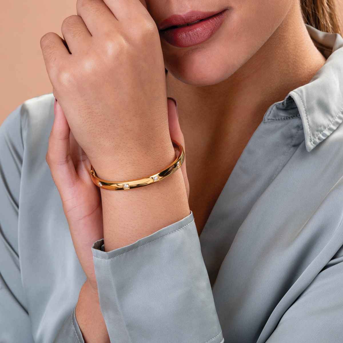 Palmonas Dazzling Stone Bangle Bracelet For Womens | Waterproof And Anti-Tarnish